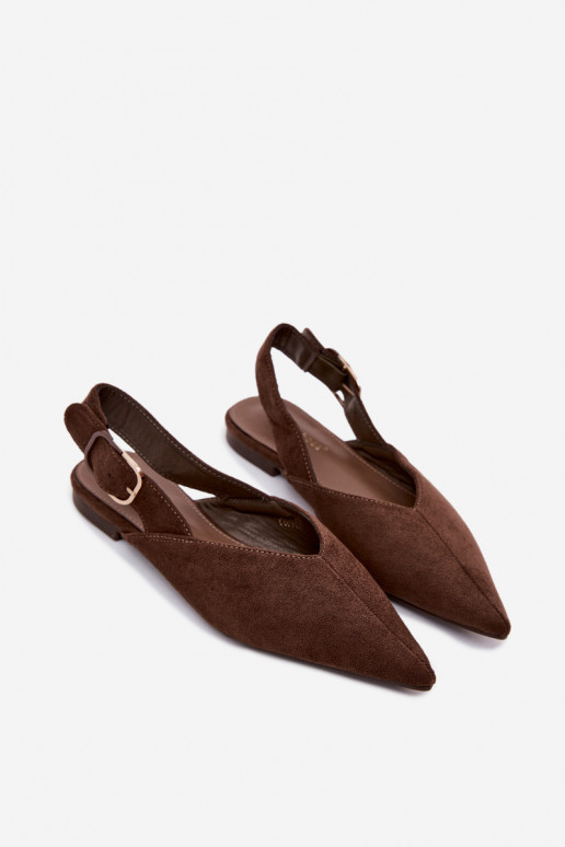 Dames ballerina's met gespen in chocolade kleur Tanelia