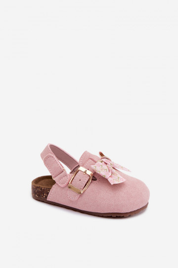 Kinderen klompen sandalen met strikken in roze kleur Rosella