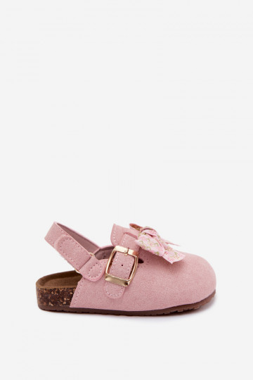 Kinderen klompen sandalen met strikken in roze kleur Rosella 2