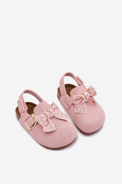Kinderen klompen sandalen met strikken in roze kleur Rosella