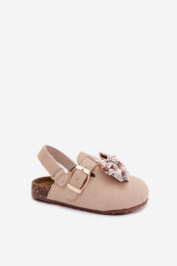 Kinderen klompen sandalen met strikken in zandkleur Rosella