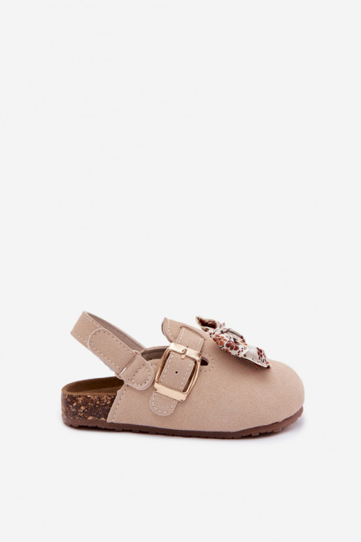 Kinderen klompen sandalen met strikken in zandkleur Rosella