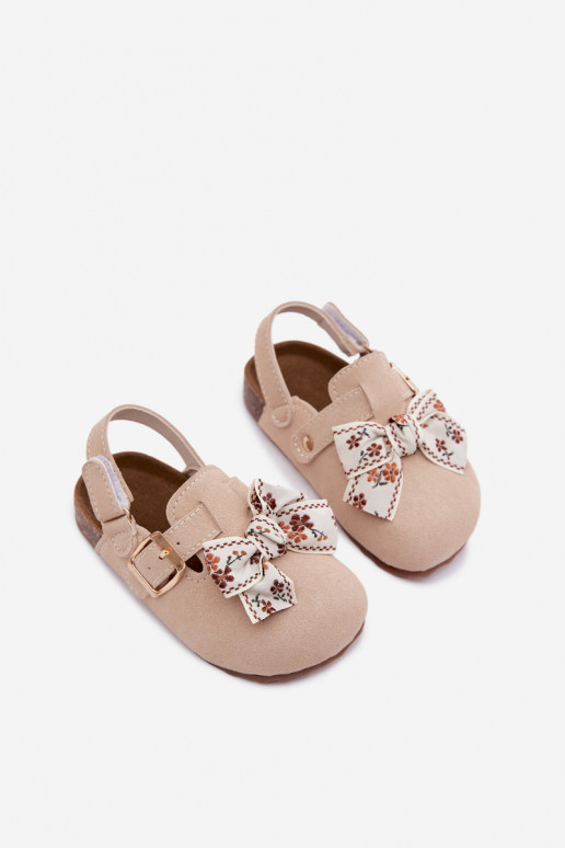 Kinderen klompen sandalen met strikken in zandkleur Rosella