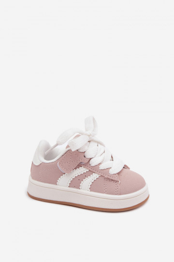 Kindersneakers met klittenband sluitingen van faux leather in roze kleur Zoya