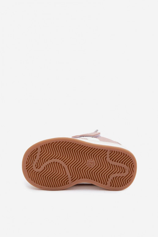 Kindersneakers met klittenband sluitingen van faux leather in roze kleur Zoya