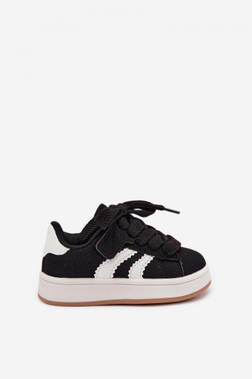 Kindersneakers met klittenband sluitingen van faux leather in zwarte kleur Zoya 2