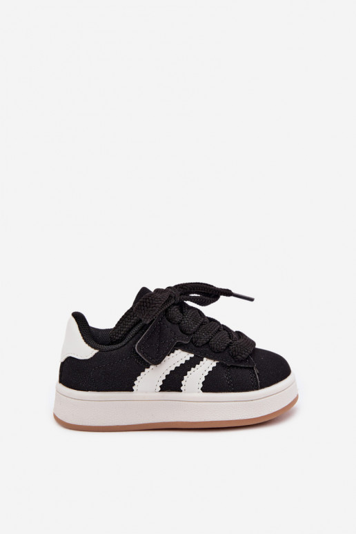 Kindersneakers met klittenband sluitingen van faux leather in zwarte kleur Zoya