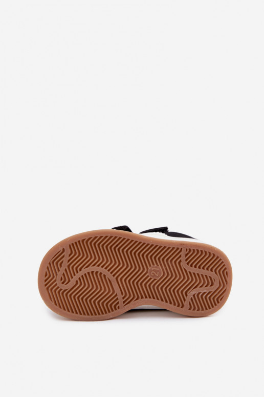 Kindersneakers met klittenband sluitingen van faux leather in zwarte kleur Zoya