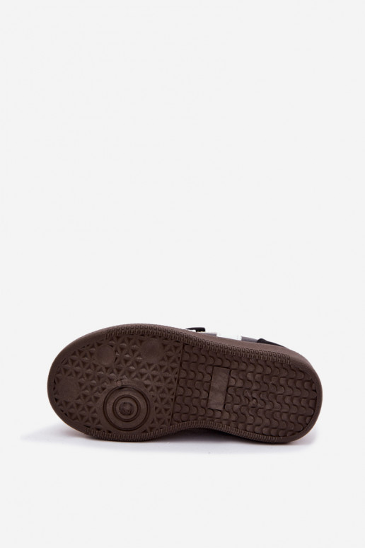 Kindersneakers met klittenband sluitingen van faux leather in zwarte kleur Ronja