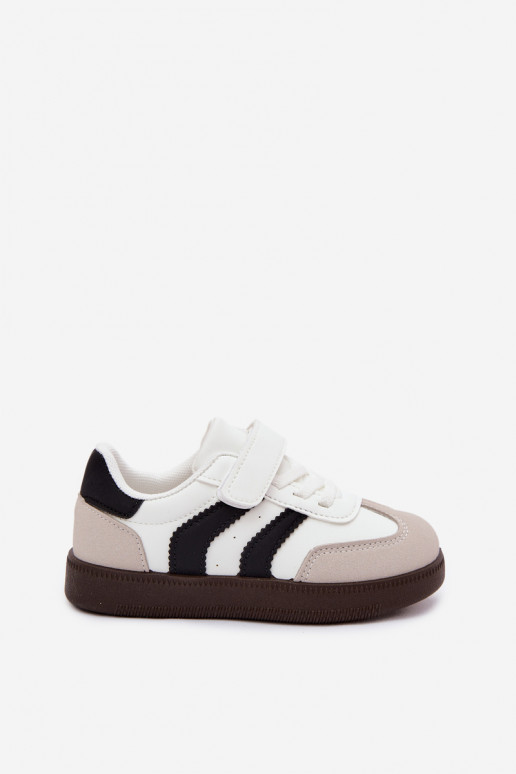 Kindersneakers met klittenband sluitingen van faux leather in witte kleur Ronja