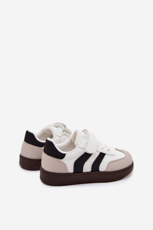 Kindersneakers met klittenband sluitingen van faux leather in witte kleur Ronja
