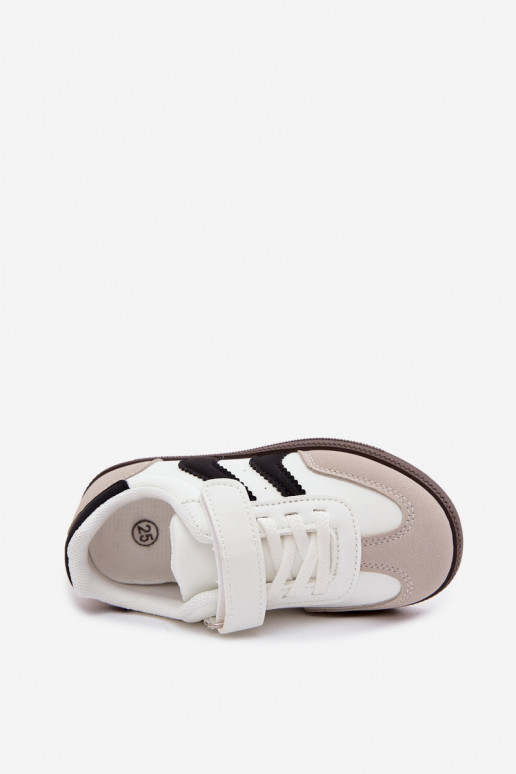 Kindersneakers met klittenband sluitingen van faux leather in witte kleur Ronja