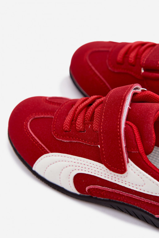 Kindersneakers met klittenband sluitingen in rode kleur Perrin