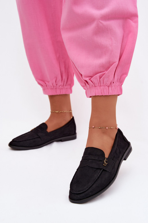 Zwarte faux suede dames mocassins Prestelle