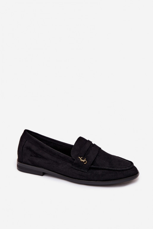 Zwarte faux suede dames mocassins Prestelle