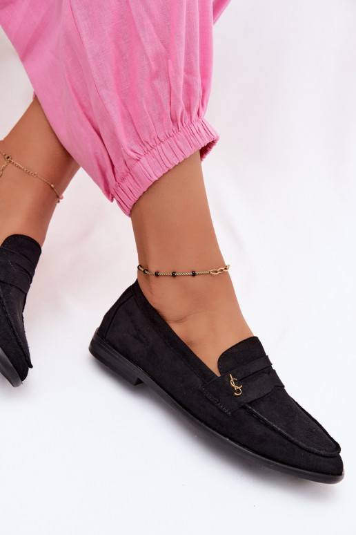 Zwarte faux suede dames mocassins Prestelle