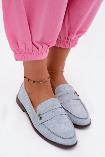 Blauwe faux suede dames mocassins Prestelle