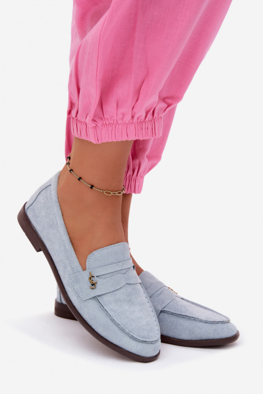 Blauwe faux suede dames mocassins Prestelle