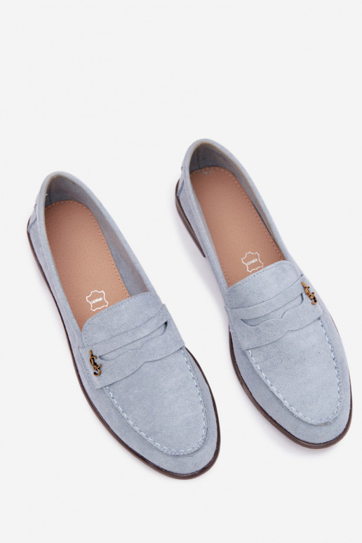 Blauwe faux suede dames mocassins Prestelle