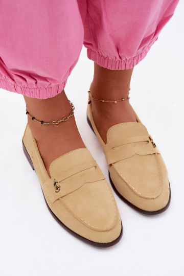 Gele faux suede dames mocassins Prestelle