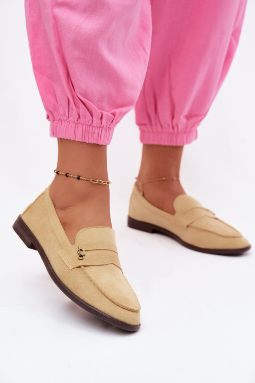 Gele faux suede dames mocassins Prestelle