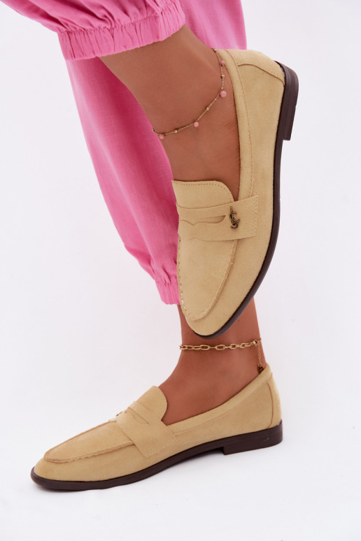 Gele faux suede dames mocassins Prestelle