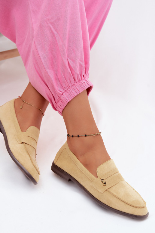 Gele faux suede dames mocassins Prestelle