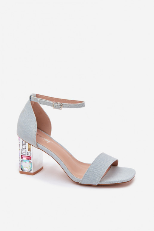 Dames sandalen met hoge hak en sprankelende studs van denim Cloudie