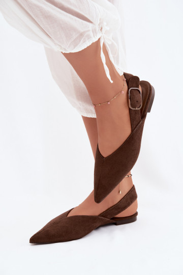 Dames ballerina's met gespen in chocolade kleur Tanelia 2