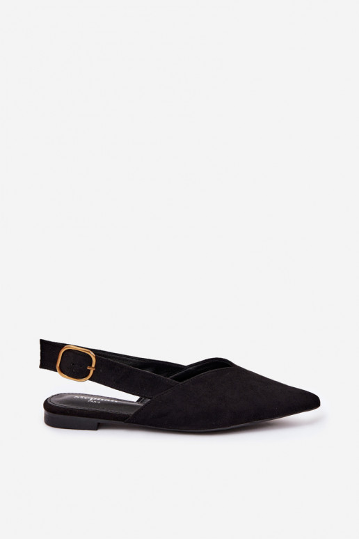 Balerina's met gouden gespen van faux suede in zwart Palerra