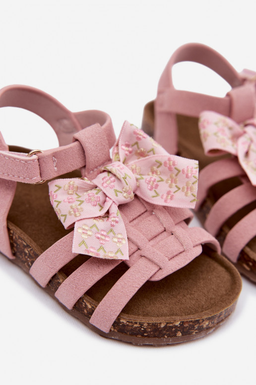 Kinder sandalen met strikken in roze Bessa