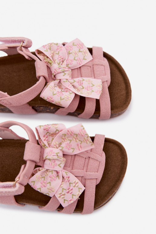 Kinder sandalen met strikken in roze Bessa