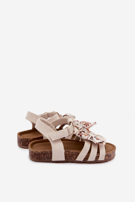 Kinder sandalen met strikken in ivoor Bessa