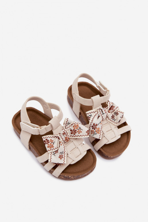 Kinder sandalen met strikken in ivoor Bessa