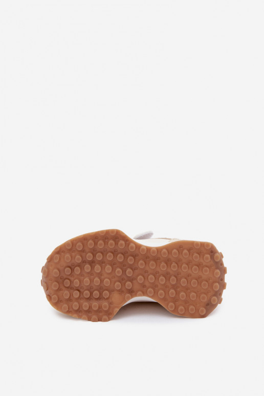 Kinder sneakers met klittenband en luipaardprint in zandkleur Cosima