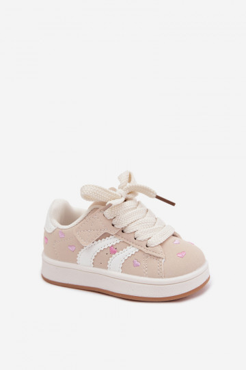 Kinder sneakers met hartjes in zandkleur Embla