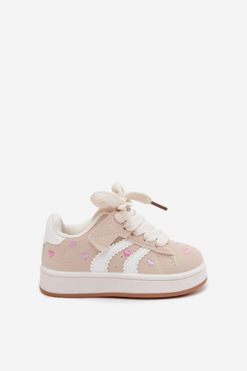Kinder sneakers met hartjes in zandkleur Embla 2