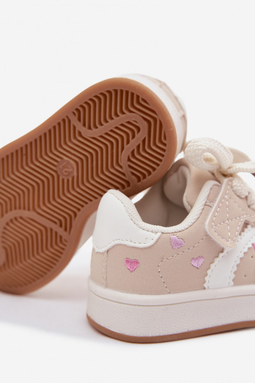 Kinder sneakers met hartjes in zandkleur Embla