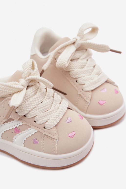 Kinder sneakers met hartjes in zandkleur Embla
