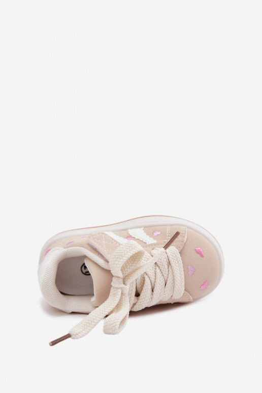 Kinder sneakers met hartjes in zandkleur Embla
