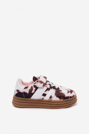 Kinder sneakers met klittenband in bruin Satinia 2