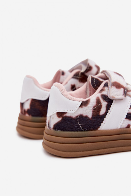 Kinder sneakers met klittenband in bruin Satinia