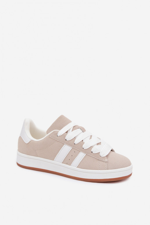 Dames sneakers met strepen in zandkleur Cascade