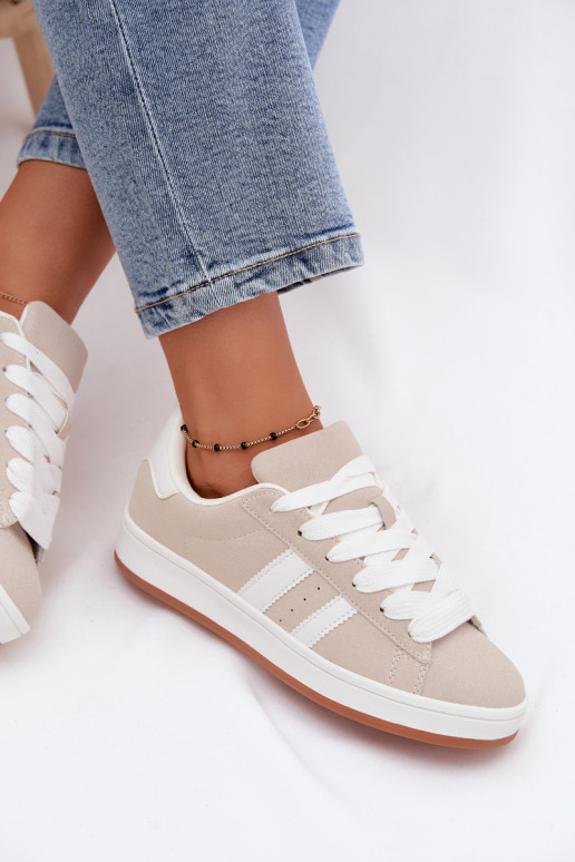 Dames sneakers met strepen in zandkleur Cascade