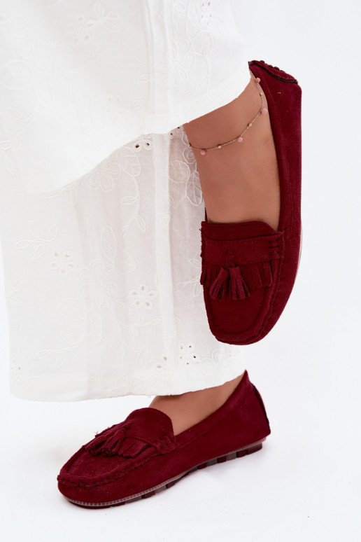 Dames loafers met kwastiki van faux suede bordeaux Linden