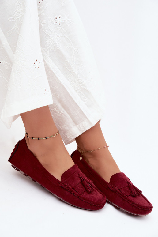 Dames loafers met kwastiki van faux suede bordeaux Linden