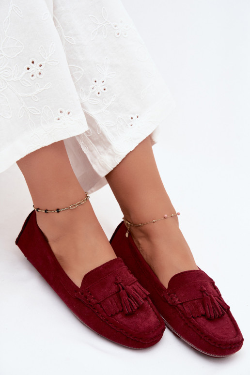 Dames loafers met kwastiki van faux suede bordeaux Linden