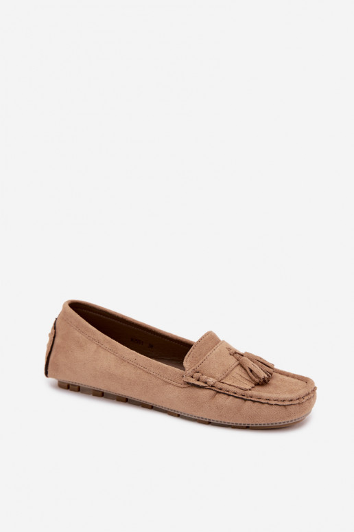 Dames loafers met kwastiki van faux suede zandkleur Linden