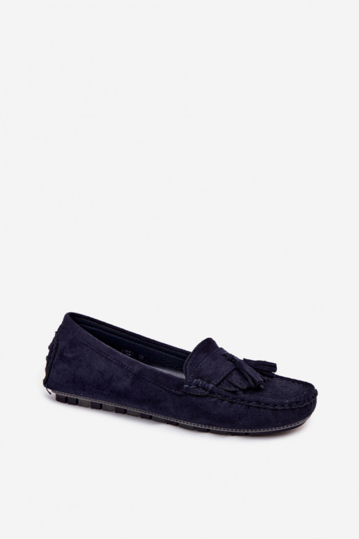 Dames loafers met kwastiki van faux suede donkerblauw Linden