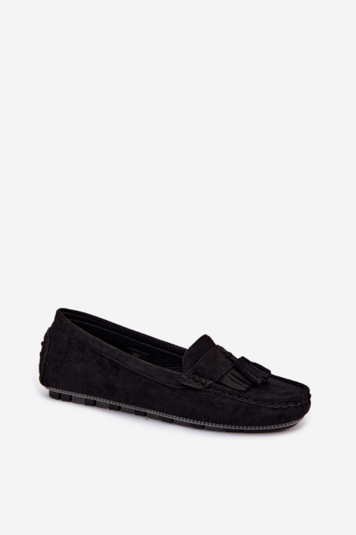 Dames loafers met kwastiki van faux suede zwart Linden
